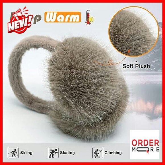 Winter Faux Fur Foldable Ear Muffs - Soft Warm Ear Covers One Size